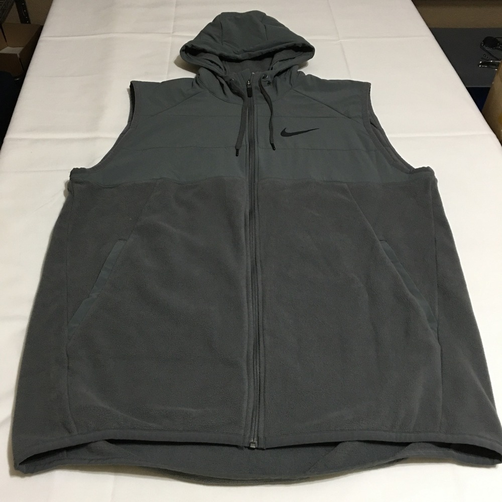 Nike Therma-Fit Vest Winterized Hoodie Full Zip Mens XL Tall Gray Fleece